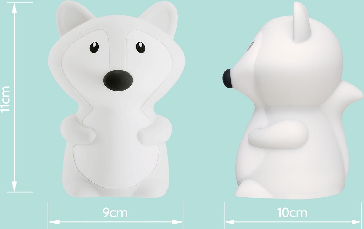 Sleepy Friends Kinder-Nachtlicht Fuchs - USB aufladbar und dimmbar - 8 Farben - 95x97x100 mm - Weiches Silikon-Nachtlicht für Babyzimmer und Kinderzimmer