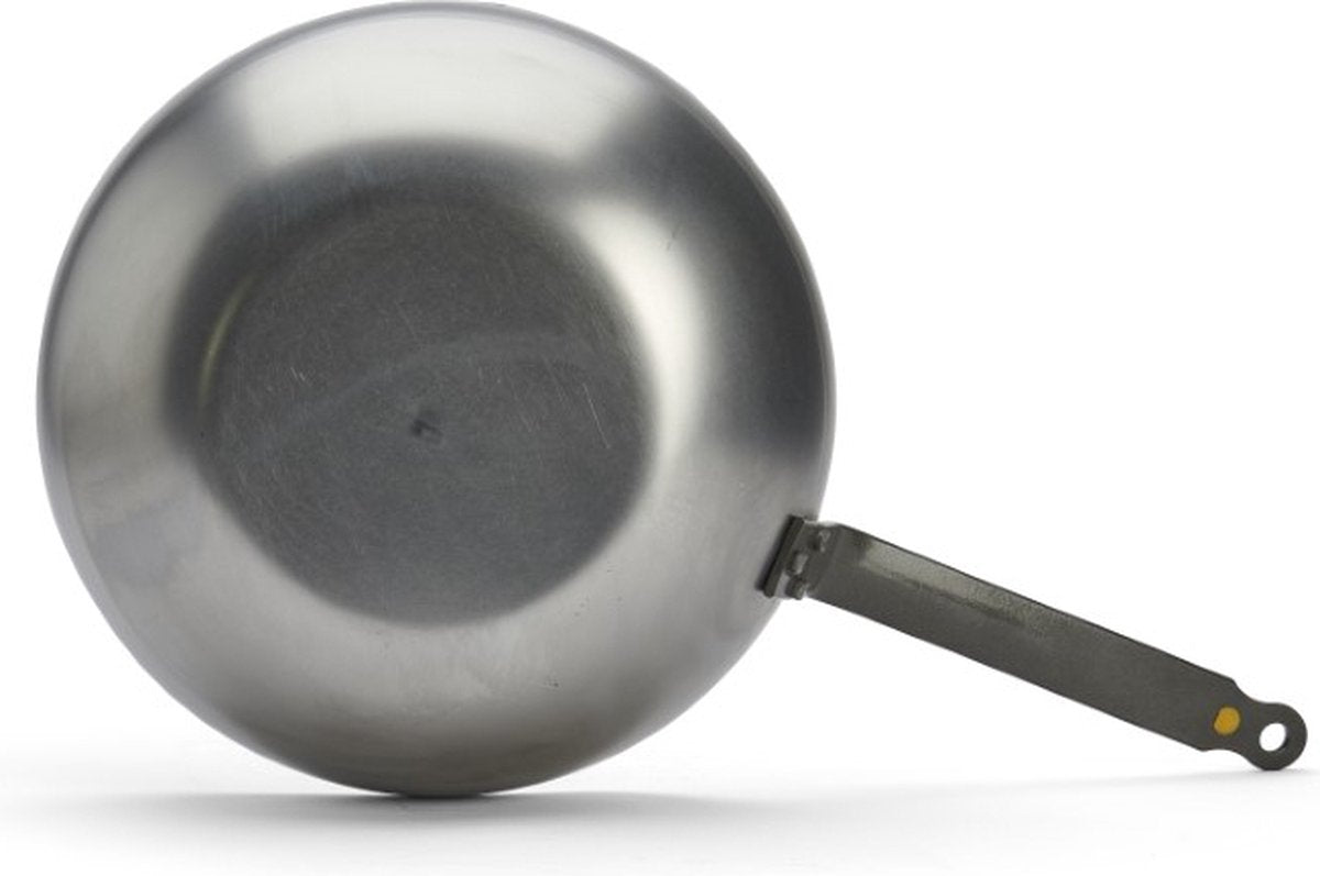 De Buyer Wok - Stahlblech - Ø 28 cm - Breiter Boden - PFAS-frei - Für Induktion - Grau