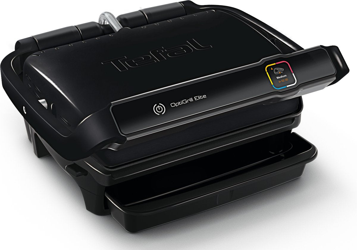 Tefal OptiGrill Elite GC7508 - Intelligenter Kontaktgrill 30x20 cm - 12 automatische Programme für Fleisch, Fisch, Gemüse - Digitaler Grillassistent - Schwarz - 2000W