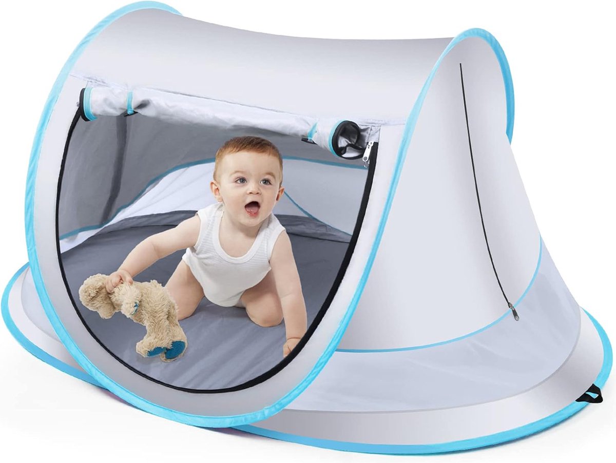 Fuegobird BabyBox Campingbett - UV50+ - faltbar - inkl. Moskitonetz - 140 x 65 x 90 cm - Silber