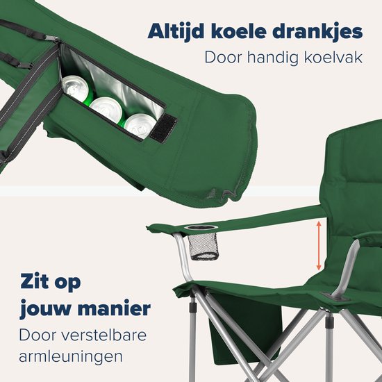 TRVLMORE Campingstühle XL - klappbar - 2er-Pack - 150KG Tragkraft - Inkl. Tragetasche - Klappstuhl - Angelstuhl - Campingstuhl - Klappstuhl - Grün