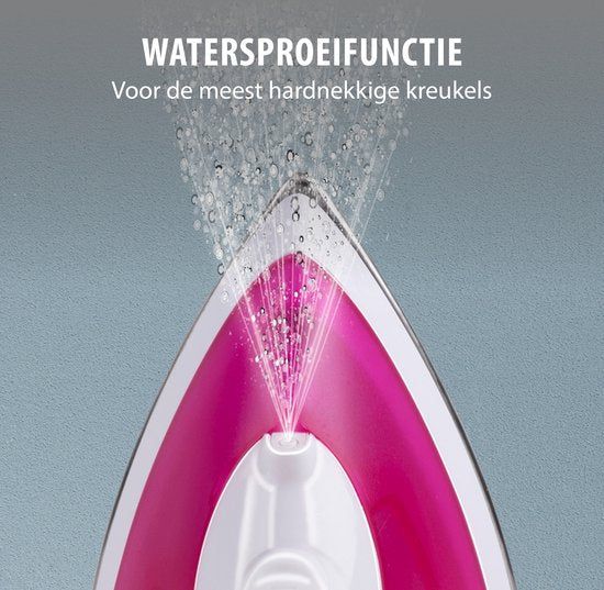 alpina Dampfbügeleisen - 2000 Watt - stufenlose Temperatur - Dampfstoß - Sprühfunktion - Edelstahlsohle - Pink