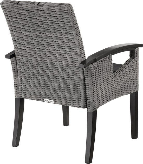 tectake - Geflechtstuhl Gartenstuhl Terrassenstuhl - Rosarno - grau - 404806 - Poly-Rattan