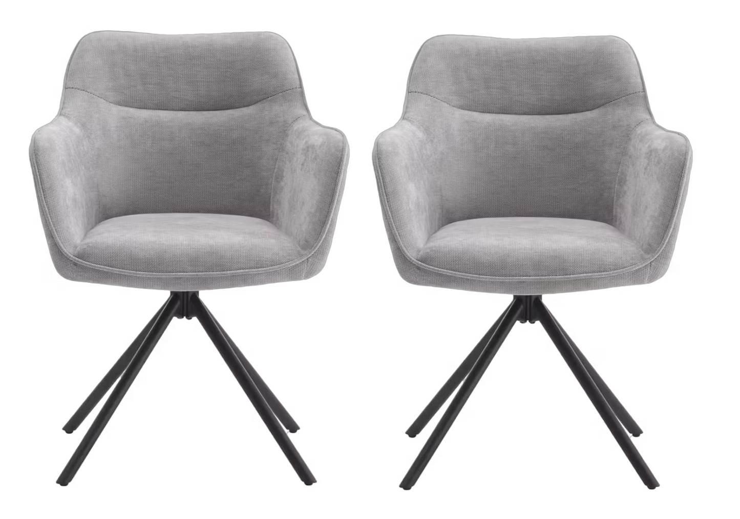 Criks Design Preston Drehbarer Esszimmerstuhl - 80,5x58x59 cm - Schwarze Beine - 2er Set