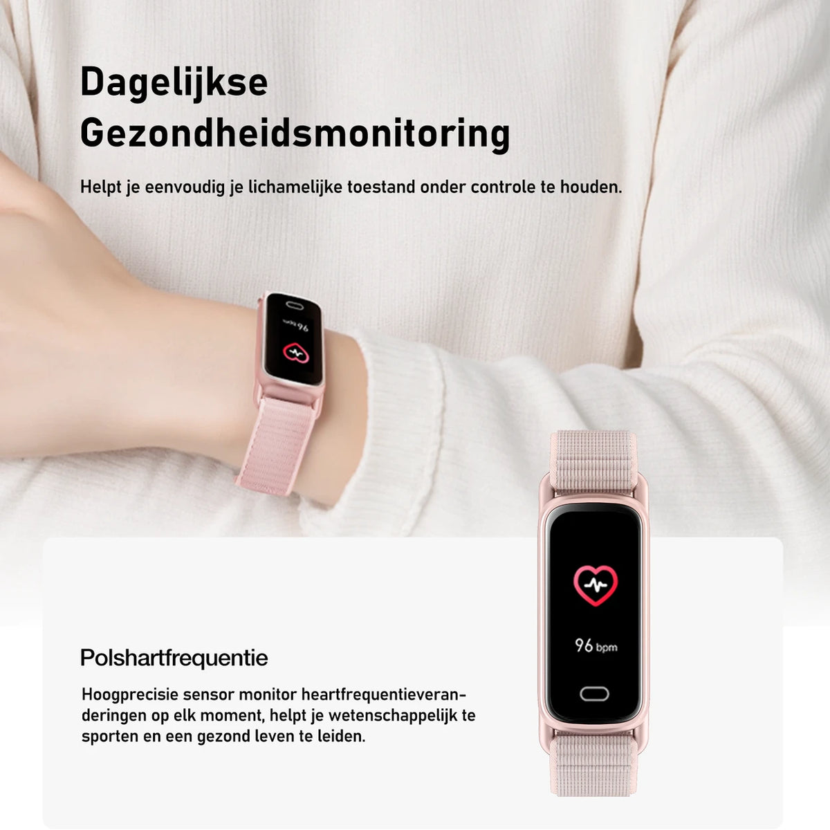 FITTEK GTL1 Smartwatch – Magnetisches Laden – Rosa