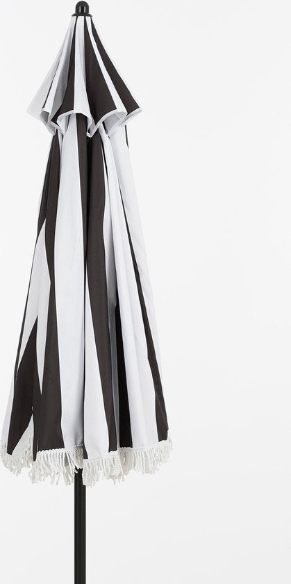 In The Mood Collection Osborn Sonnenschirm - H238 x Ø220 cm - Schwarz, Weiß
