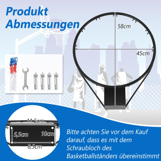 Coast Basketball Ring - Metall & Polyester - Ø45cm - 58 x 48 x 10 cm - Schwarz