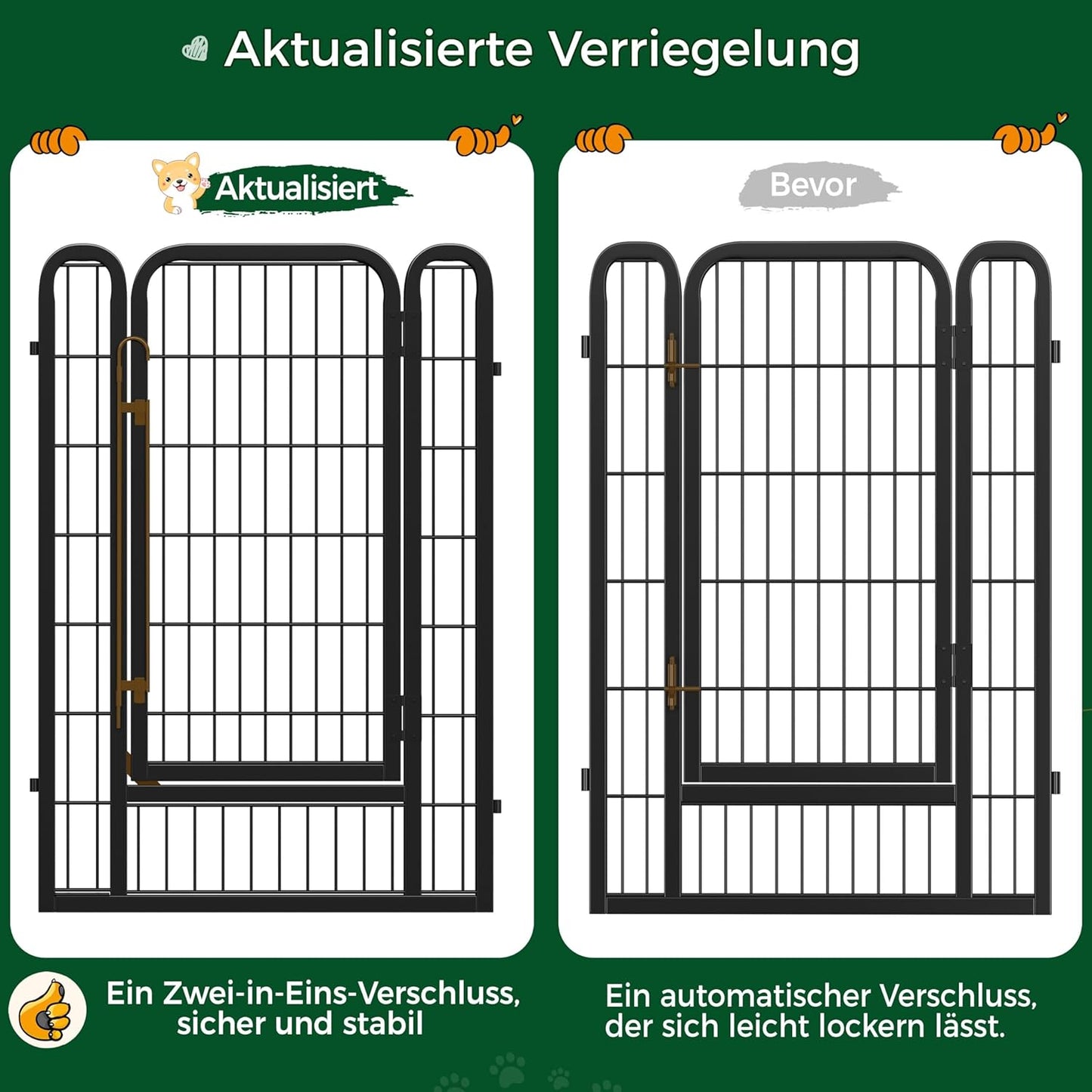 Yaheetech Welpenauslauf, 6-teiliger Welpenauslauf aus Metall mit Tür – 100 cm hoch – 68 x 100 cm pro Element – Schwarz