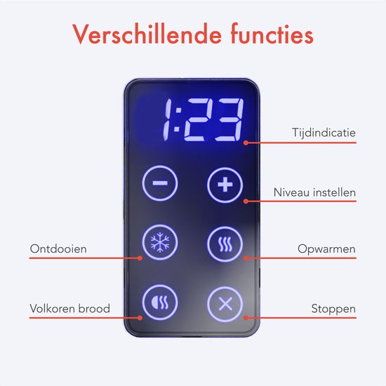 KitchenBrothers Toaster - Toaster - 6 Heizstufen - 4 extra breite Schlitze - Touch-Display - 1630W - Edelstahl/Schwarz