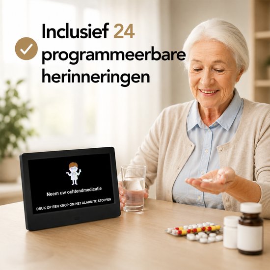 Brixy Demenzuhr XXL – 24 Alarmfunktionen – inkl. Fernbedienung – automatische Dimmfunktion – Kalenderuhr – schwarz