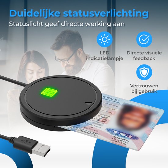 Nuvance ID-Kartenlesegerät – eID-Lesegerät Belgien – Für belgische Personalausweise, Bankkarten und Firmenausweise – USB-Kartenlesegerät