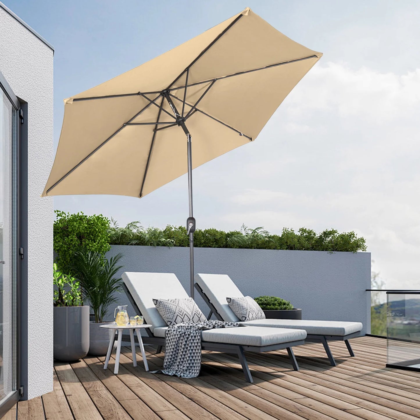 Angel Living 300 cm rechteckiger Schwebesonnenschirm – Sonnenschirm mit Kreuzfuß und schwenkbarem Arm – Rot