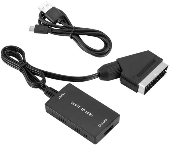 SCART-zu-HDMI-Adapter – Konverter – SCART-Kabel und HDMI-Kabel – Videoadapter – SCART-zu-HDMI-Konverter – Plug & Play – Full HD 1080p