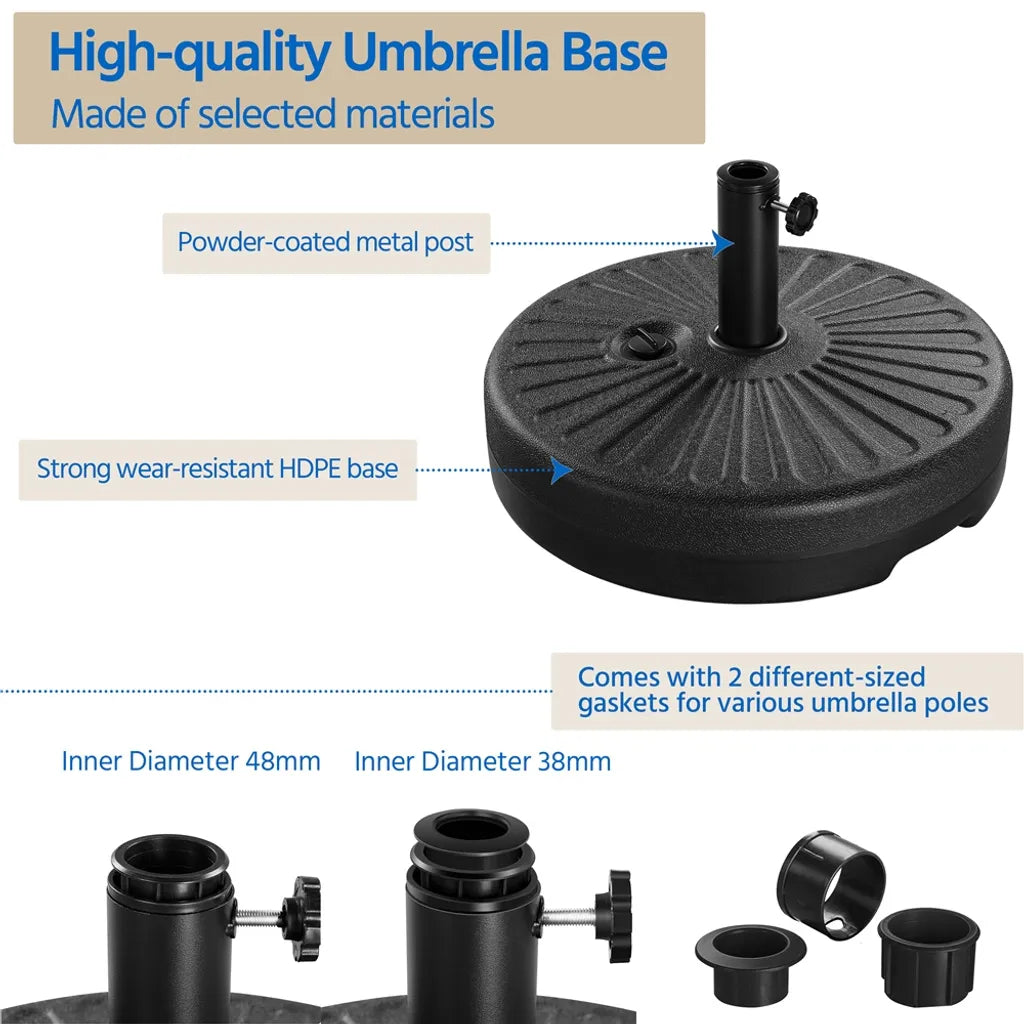 Yaheetech Sonnenschirmhalterung - Befüllbar mit Wasser/Sand - 22 kg - 50 cm - Universal Schirmhalterung - Schwarz