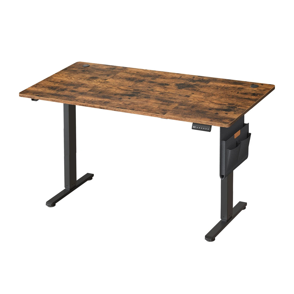 Joyfurnos Elektrischer Steh-Sitz-Schreibtisch 140 x 60 cm – Höhenverstellbar mit Speicherfunktion – USB-C – Braun