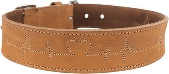Trixie – Rustikales Lederhalsband „Hartslag“ – Braun – 55–65 × 4 cm