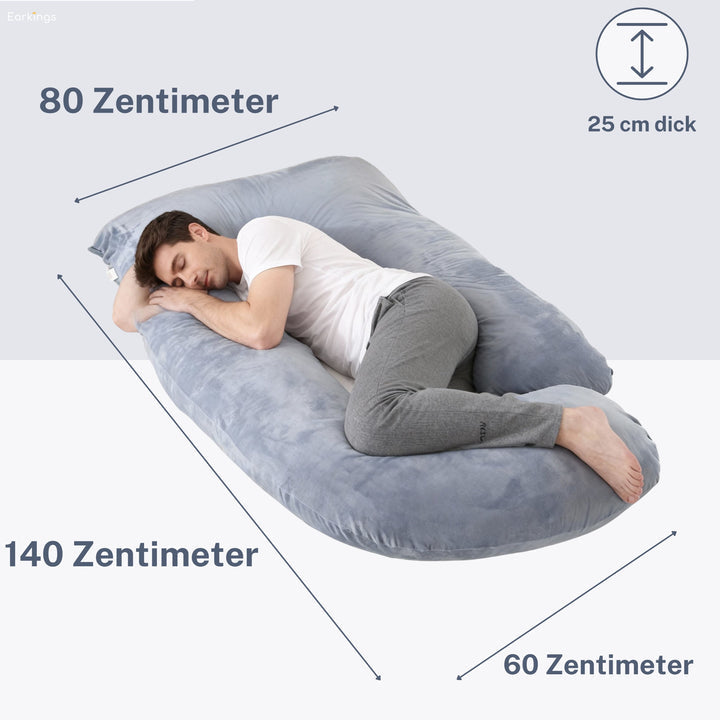 Earkings Sleeping pillow - 140x80cm - Schwarz - U-Form - Ohne Inhalt