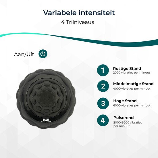 Massagerr® Vibrierender Massageball - Triggerpunkt-Ball - 4 Vibrationsstufen - Massageball - Moderner Lacrosse-Ball - Fußmassage - Massagerolle für Rücken, Füße, Schultern, Ganzkörper