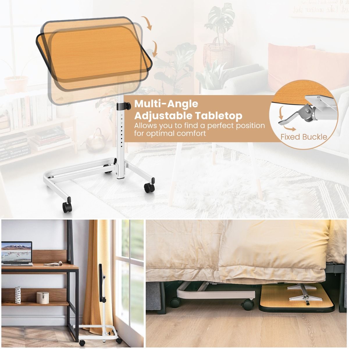 Coast Betttisch – 9-fach höhenverstellbar – neigbare Tischplatte – natur