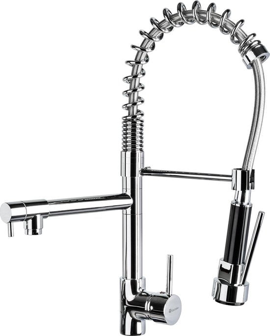 tectake Küchenarmatur - Flexibler Sprühkopf - 12 cm hoch - Doppelarmatur - 402140