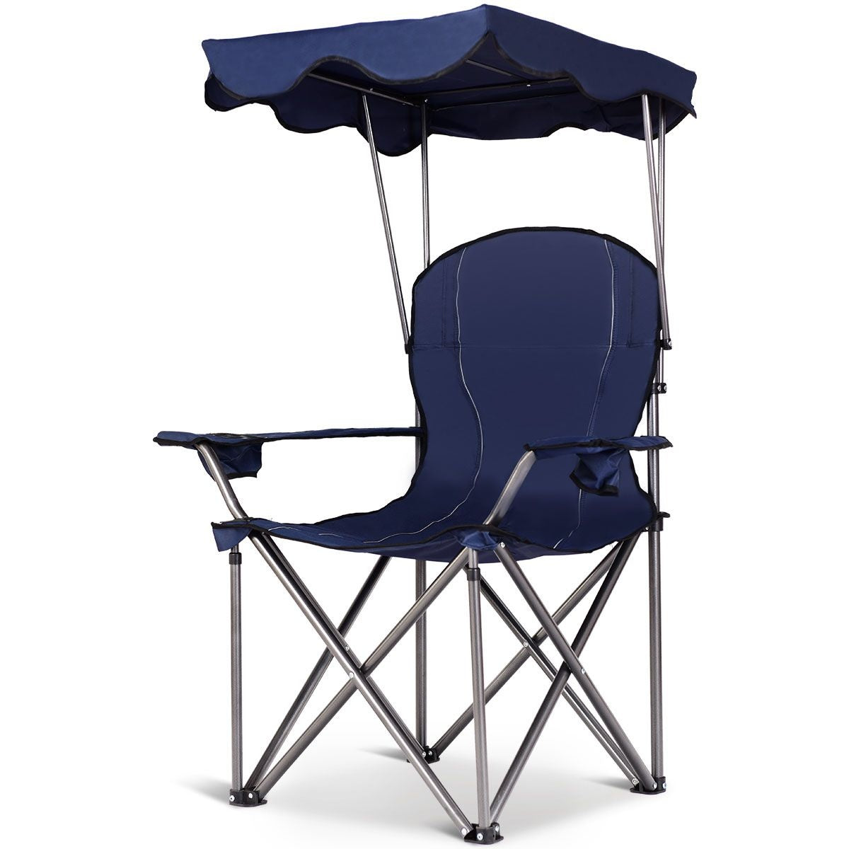Coast Faltbarer Campingstuhl- Sonnendach- Becherhalter Tragetasche-96,5 x 67,5 x 130 cm - blau
