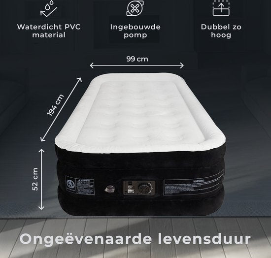FLOAT VersaVento - 1-Personen-Luftbett mit eingebauter elektrischer Pumpe - <3 min schnelles Aufblasen - Inklusive 2 Klettverschlusstaschen, Tragetasche und Reparaturset - 194 x 99 x 45 cm - Selbstaufblasende Einzel-Luftmatratze - Gästebett