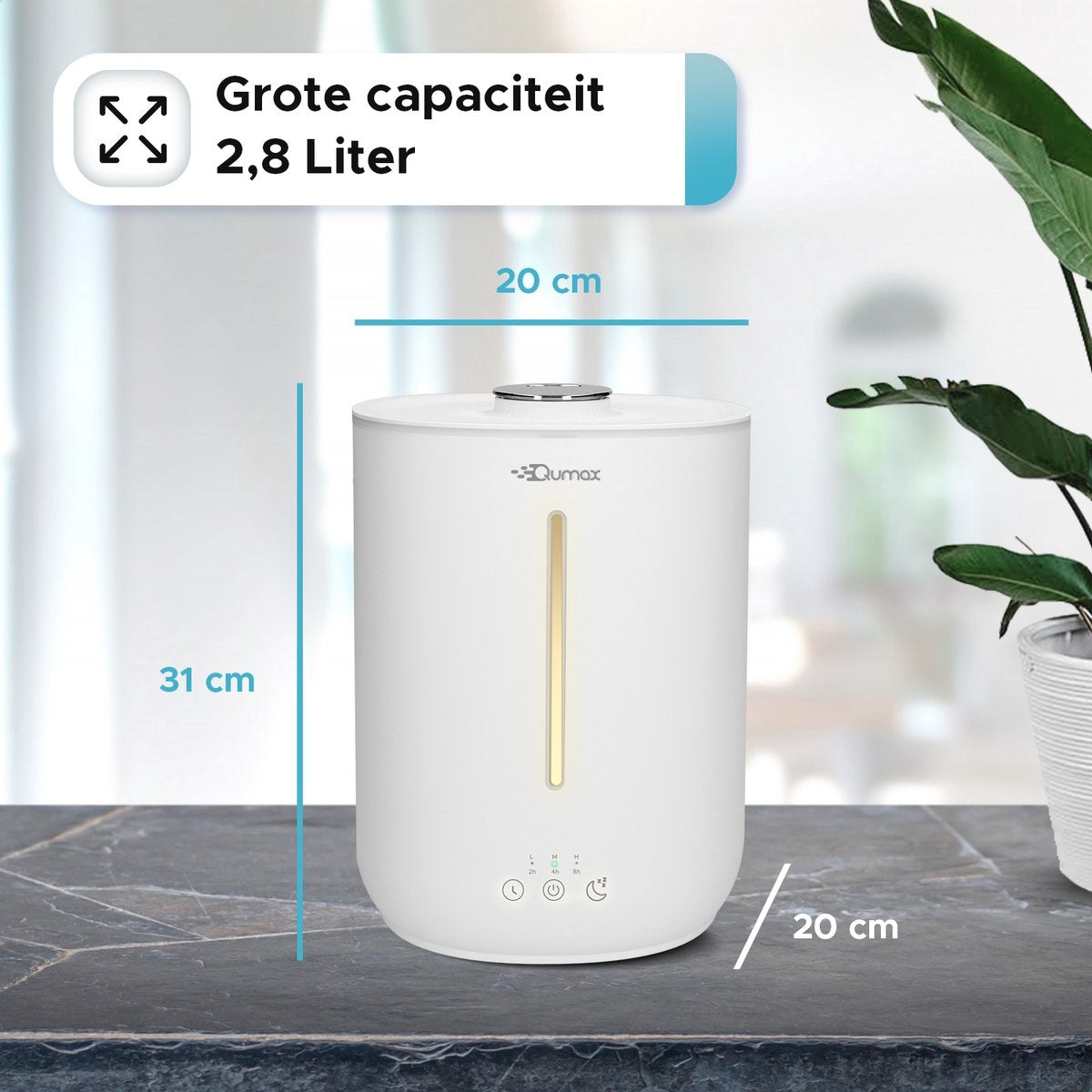 Qumax Luftbefeuchter mit Aromatherapie 2,8L - verschiedene Stufen - leises Design