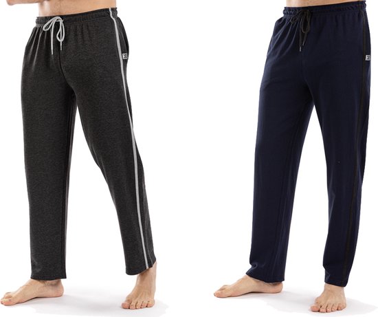 Milanoro - 2er-Set sportliche, bequeme Herren-Sweatpants - Marineblau/Anthrazit - S