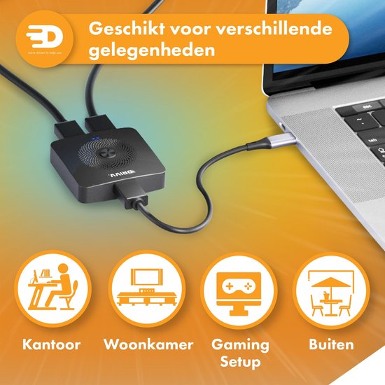 Drivv. HDMI-Umschalter - 2-in-1 out / 1-in-2 out - Bidirektional - Unterstützt 720p/1080p/4K/3D - Schwarz