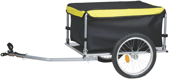 Dunlop Fahrradanhänger - Fahrradanhänger für Sachen - Fahrradanhänger Gepäck faltbar - Fahrradanhänger mit Reflektoren und verstellbarem Regenschutz - Gelb