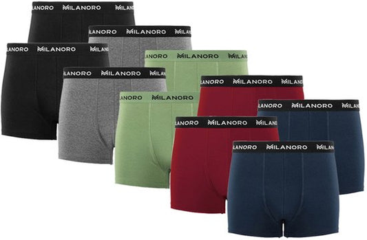 Milanoro - 10er-Set modische Boxershorts aus Baumwolle - Dunkler Mix - XXL