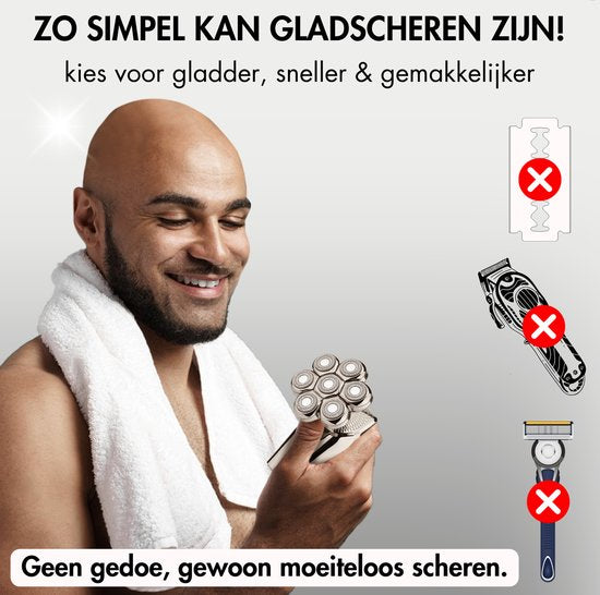 6-in-1 Rasierer für Männer - Trimmer - Clipper - Sansbeauté® SkullSharp PRO MAX - Elektrischer Gesichts- und Kopfrasierer - Schädelrasierer - Kopfrasur - Nass & Trocken - Elektrisch