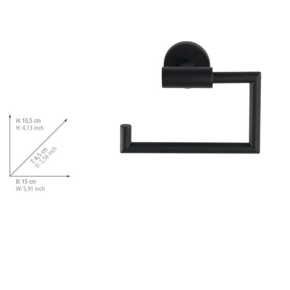 WENKO Bosio Black Toilettenpapierhalter, mattschwarz – Edelstahl – Wandmontage