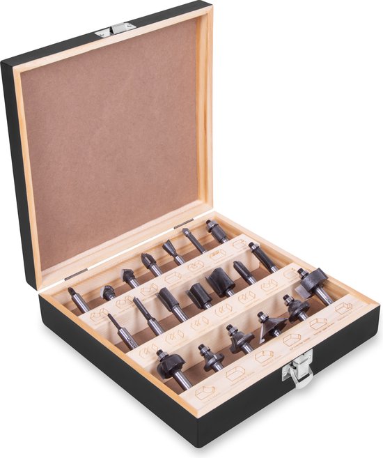 VONROC Oberfrässet / Top Frässet - Top Qualität YT9 Stahl - 8mm Werkzeughalter | 20 Stück im Deluxe Koffer