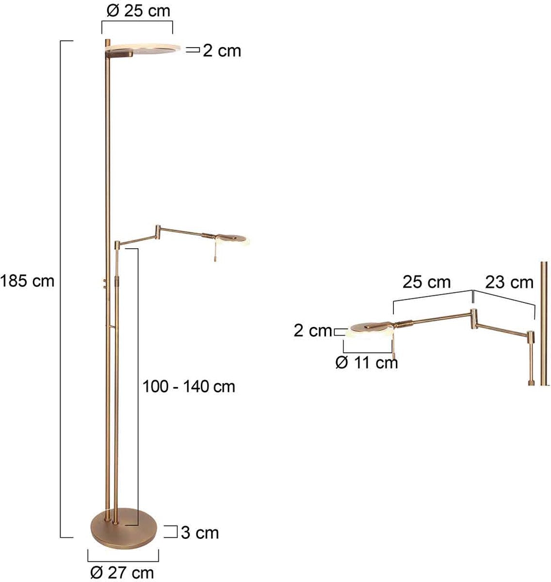 Steinhauer Turound Stehleuchte - Dimmbares Uplight & Lesearm - Stilvolle Bronze - Metalldesign