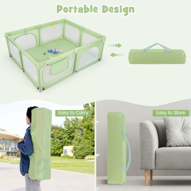 Coast - Große Baby-Box - 50 Bälle, 4 Handringe & 0-3 Jahre - 189 x 158 x 68 cm - Oxford-Gewebe/Metall - Grün