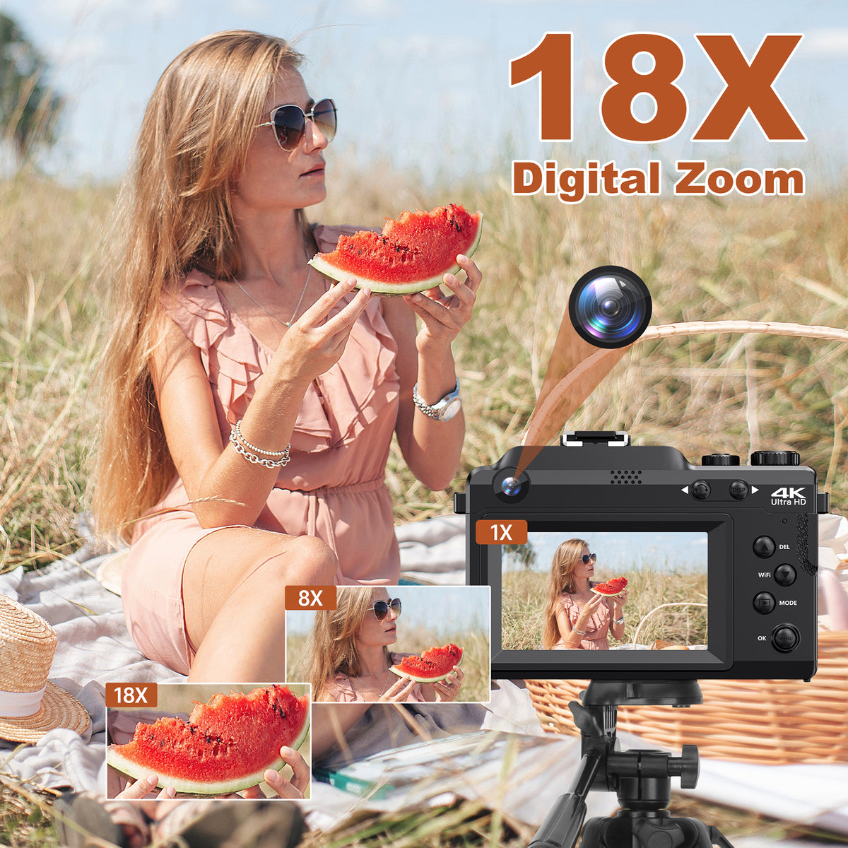 KOMERY X9 digitale 4K-Kamera – 64 MP – schwarz