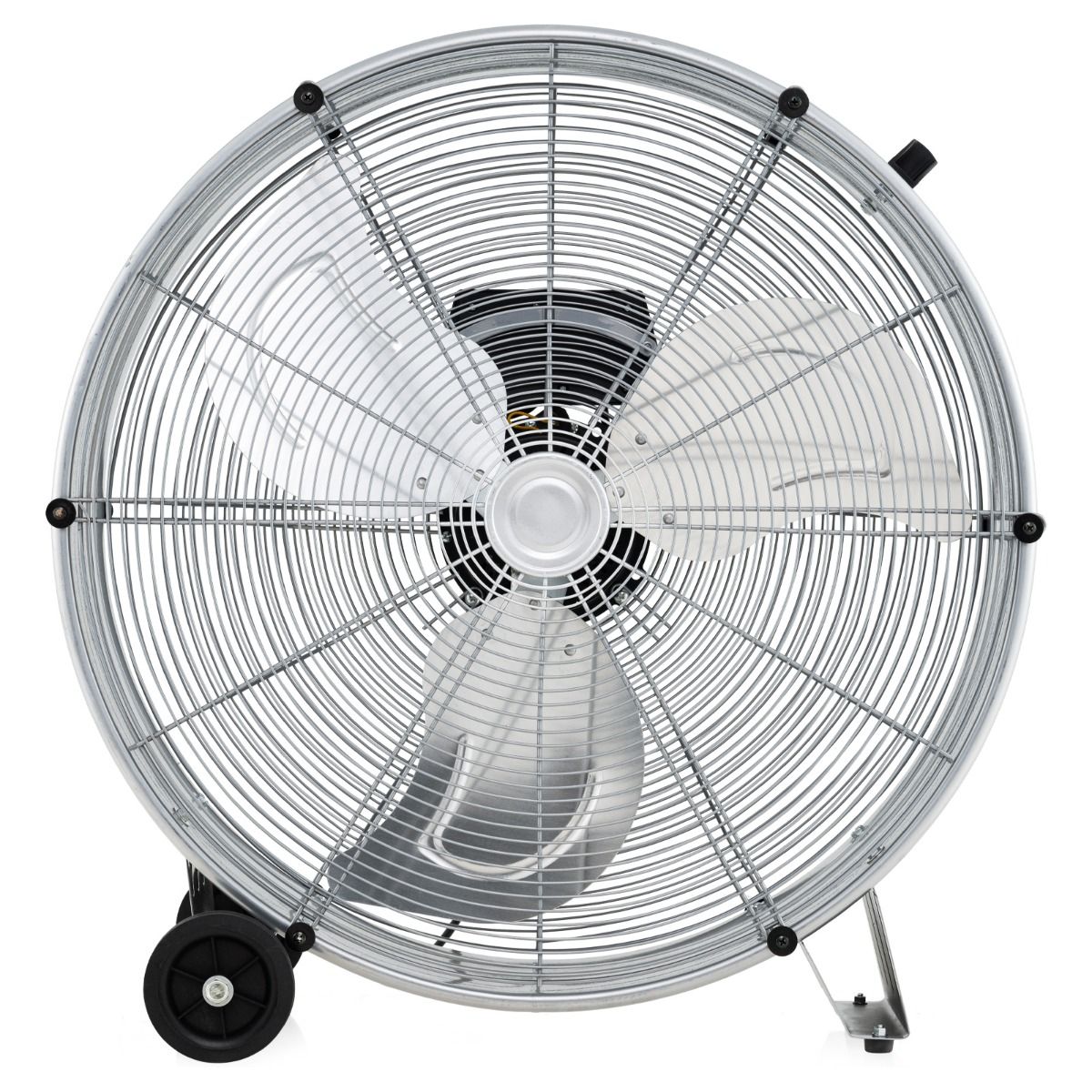 Coast Industrie-Trommelventilator - 3 Geschwindigkeiten, 180W, Max. 1300 CFM - 65 x 37 x 67 cm - Stahl/Aluminium - Silber