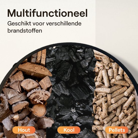 Flowsense Feuerschale - Outdoor Feuerkorb - Gartenkamin - Stimmungsvolle Feuerstelle - Für Garten und Terrasse - Stahl - Ø 58 cm