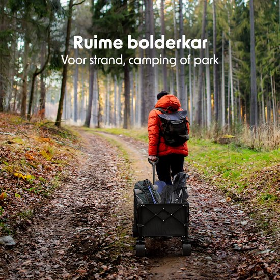 LifeGoods Wagon - XXL - faltbar - 300L - 150KG Tragfähigkeit - Schwarz