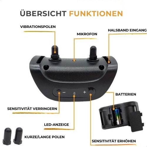 Strex Anti-Bellband für Hunde - Vibration und Audio - Wasserdicht - Schwarz