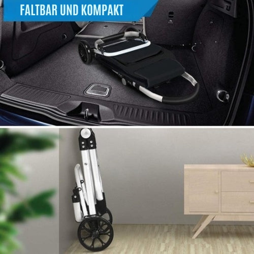 Strex - Einkaufstrolley - Zusammenklappbar - Abnehmbare Einkaufstasche - wasserdicht - Schwarz
