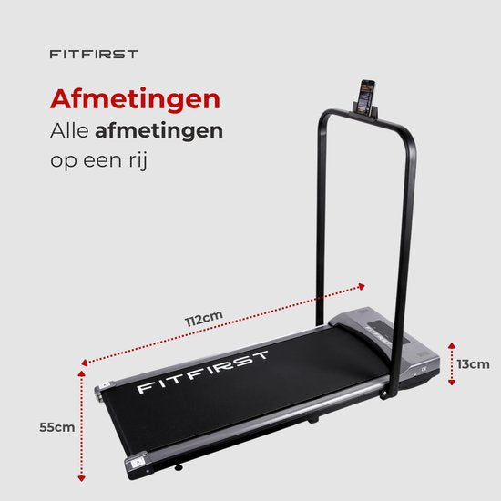 FitFirst® Jogger - Laufband mit eingebauten Lautsprechern und App - Zusammenklappbar und mobil - Mit Fernbedienung - Display mit Trainingsinformationen - Telefonhalterung - Bluetooth - Heimtrainer Fitness - Ideal für unter dem Schreibtisch