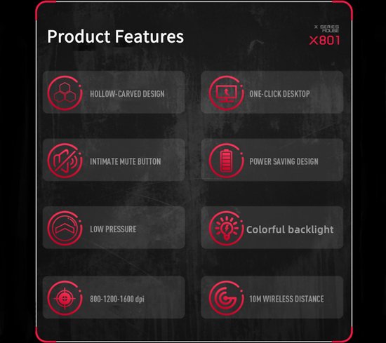 HXSJ T500 Gaming-Maus - Ultraleicht - RGB-Beleuchtung - Helles Schwarz