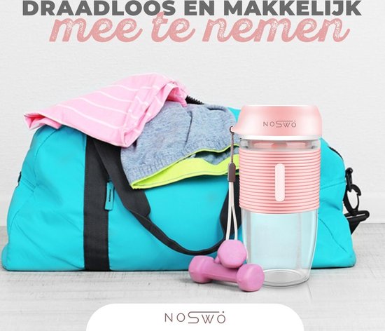 Noswo Blender To Go - Tragbarer Mixer - Tragbarer Mixer - Mini-Mixer für unterwegs - Smoothie Maker - Kabelloser Mixer - Pink