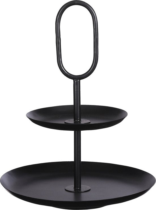 Mica Decorations Rama Etagere 2 Schichten - H36 x Ø28 cm - Metall - Schwarz