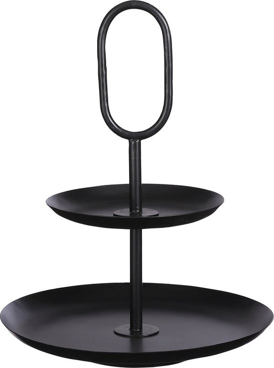 Mica Decorations Rama Etagere 2 Schichten - H36 x Ø28 cm - Metall - Schwarz