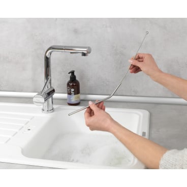 WENKO Triko Strohhalm-Bürsten-Set – 2-teilig – 26 cm – Grau/Grün