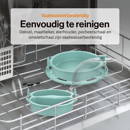 Veltrion Elektrischer Eierkocher – Für bis zu 7 Eier – Kochen, Pochieren, Rührei & Omelett – Inkl. Timer und praktischem Messbecher – Spülmaschinenfest – Blau