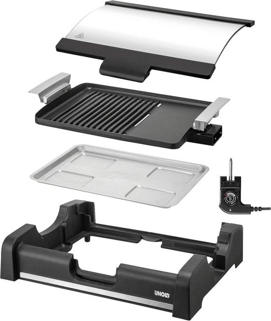 Unold Elektro-Tischgrill für den Garten, mit Kontrollleuchte, schwarz